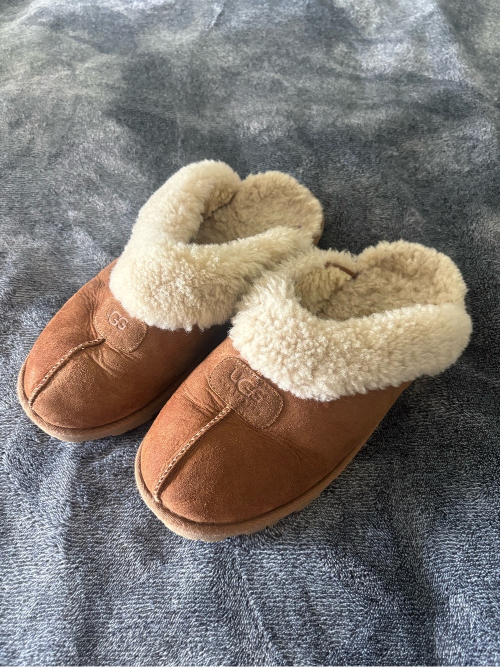 UGG Chestnut Suede Shearling-Lined Women’s Slip-On Slippers